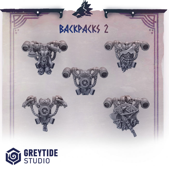 5x Space Warrior Backpacks Pack B | Primal Hounds | Grey Tide Studio | Sci-Fi Grimdark Custom Bitz Wargaming Miniatures 28mm 32mm