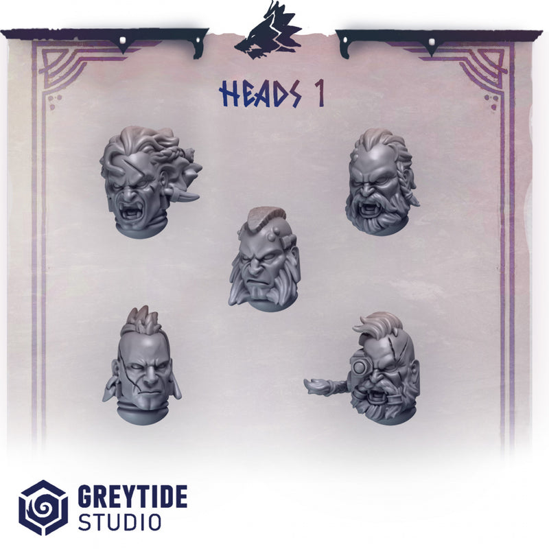 Heads Pack 1 Primal Hounds Conversion Bits For 28mm 32mm Sci-fi Space Knights