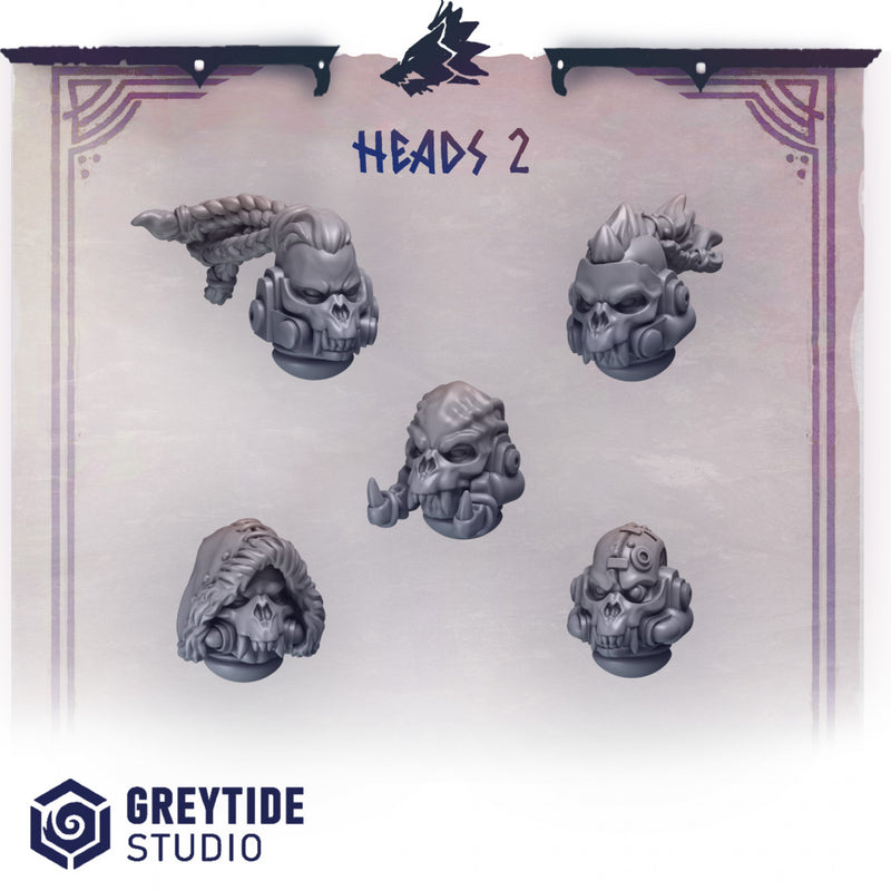 Heads Pack 2 Primal Hounds Conversion Bits For 28mm 32mm Sci-fi Space Knights