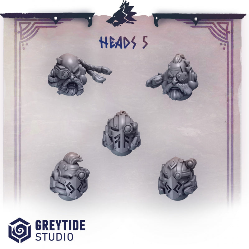 Heads Pack 5 Primal Hounds Conversion Bits For 28mm 32mm Sci-fi Space Knights
