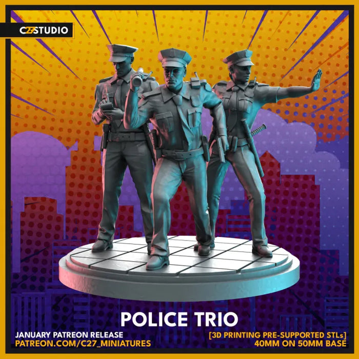 Police Trio | Heroes | Sci-Fi Miniature | C27 Studio