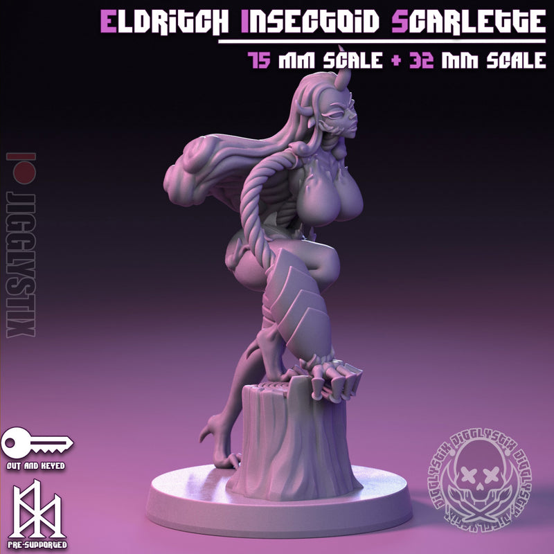 Eldritch Insectiod Scarlette | Pin-Up Statue Fan Art Miniature Unpainted | Jigglystix