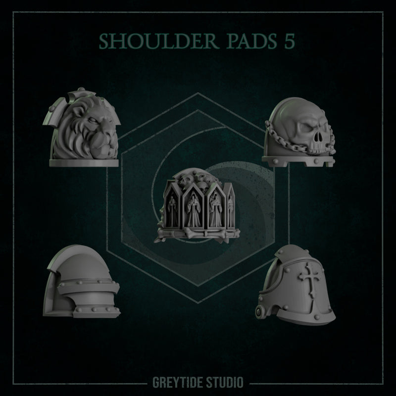 Shoulder Pads Pack 5 | Eternal Pilgrims | Conversion Bits For 28mm 32mm Sci-fi Marines