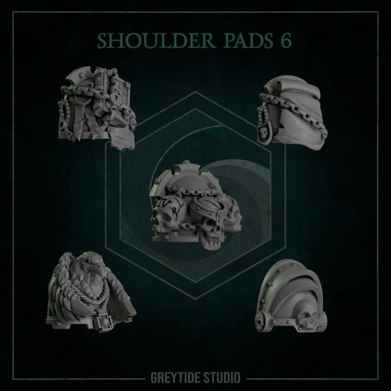 Shoulder Pads Pack 6 | Eternal Pilgrims | Conversion Bits For 28mm 32mm Sci-fi Marines