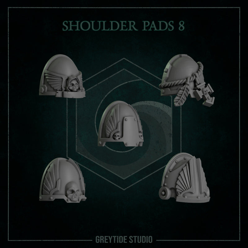 Shoulder Pads Pack 8 | Eternal Pilgrims | Conversion Bits For 28mm 32mm Sci-fi Marines