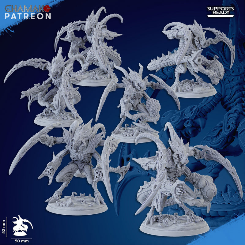 Swarm Warrior Miniatures | Xeno Bugs | Grimdark Proxy Miniature | Ghamak