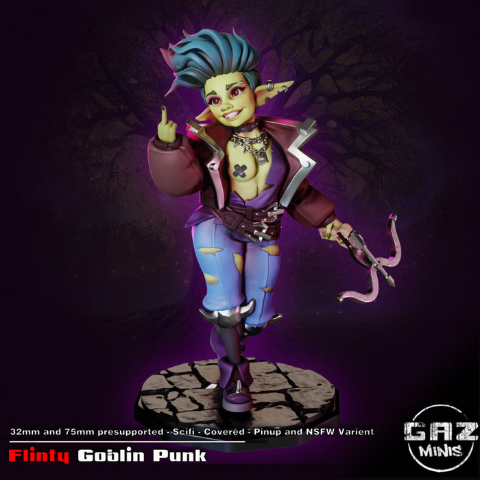 Flinty the Punk Goblin (75mm) | Pin-up | Fantasy Miniature | Gaz Minis
