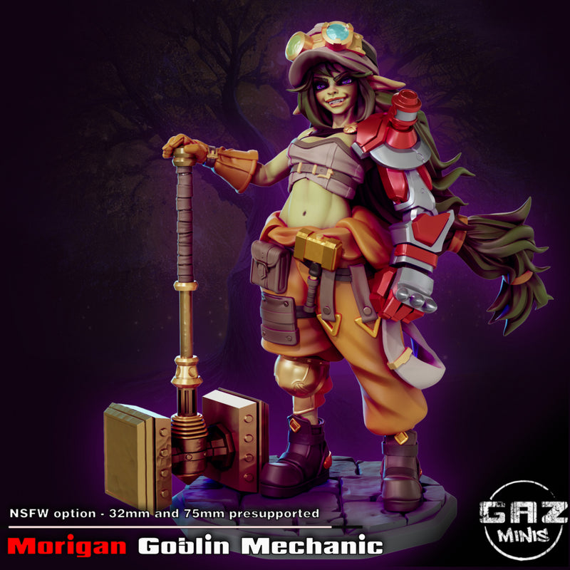 Morrigan the Goblin Mechanic | Fantasy Pin-Up | Fantasy Miniature | Gaz Minis