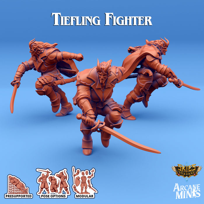 Tiefling Fighter D | Skies of Sordane | Fantasy Miniature | Arcane Minis