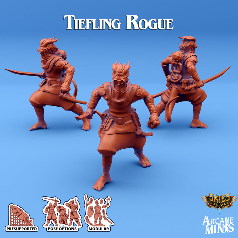 Tiefling Rogue D | Skies of Sordane | Fantasy Miniature | Arcane Minis