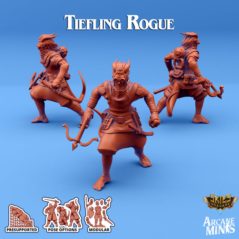 Tiefling Rogue E | Skies of Sordane | Fantasy Miniature | Arcane Minis