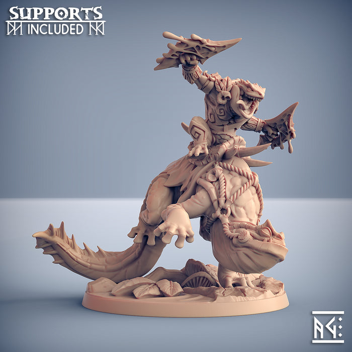 Salamander Rider C | Swamp Gurunda | Fantasy D&D Miniature | Artisan Guild