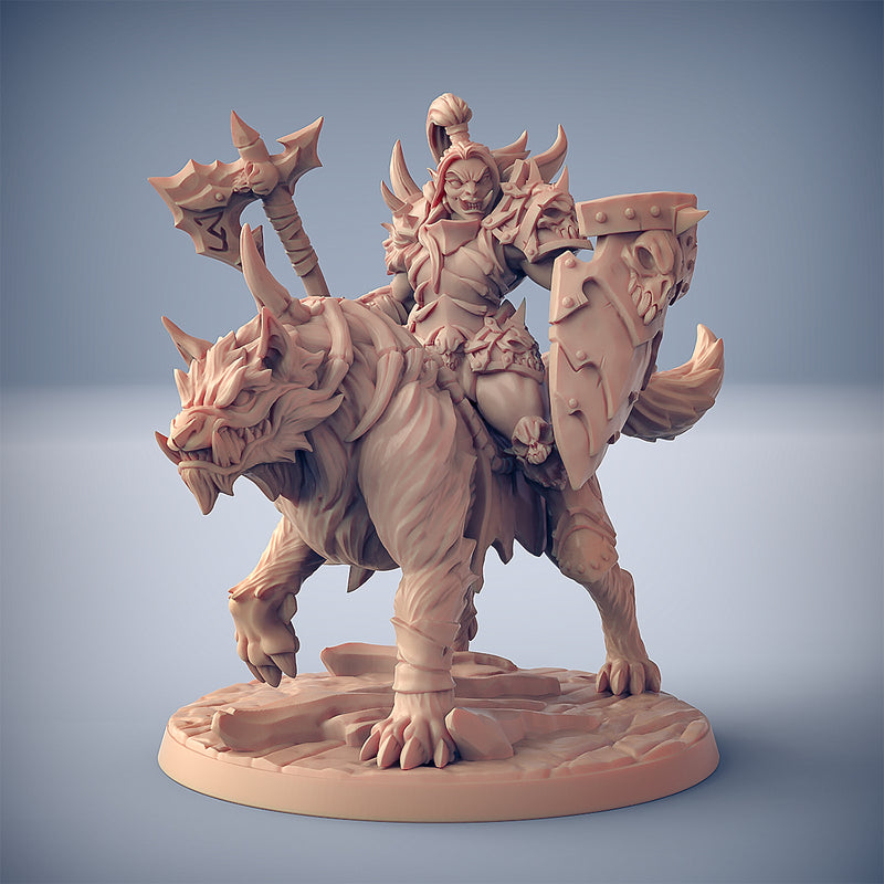 Frostmetal Worg Rider A | Frostmetal Clan | Fantasy D&D Miniature | Artisan Guild