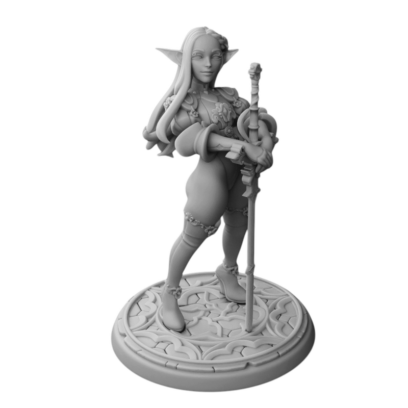 Melrissa the Elven Paladin Pin-Up | Twin Goddess Miniatures