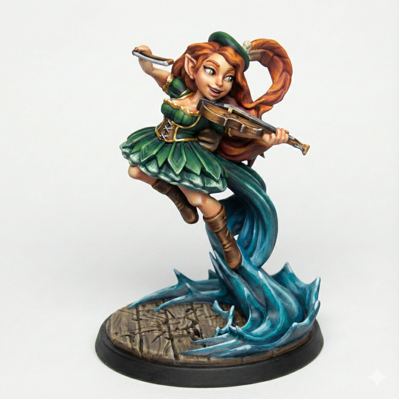 Mya the Halfling Bard Fantasy Adventurer Miniature | Twin Goddess Miniatures