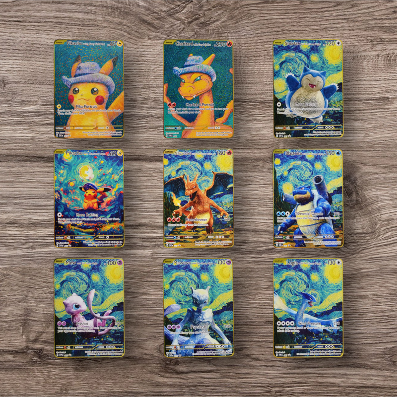 Metal Pokemon Card in Artistic Van Gogh Inspired Style