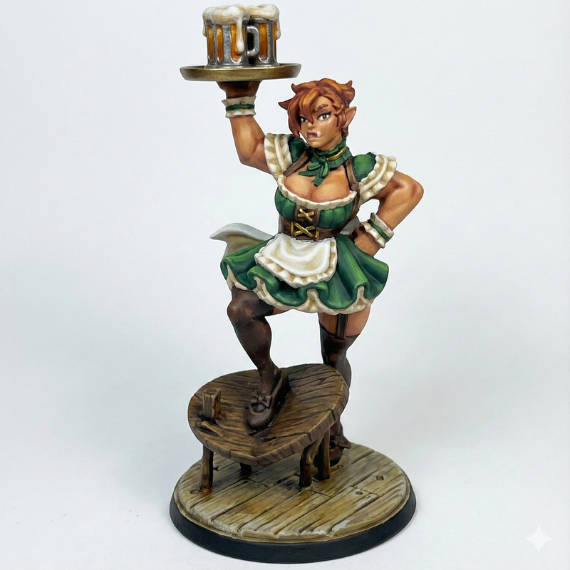 Tavern Maid Orc | Friday Night Tavern | Fantasy Miniature | Twin Goddess Miniatures