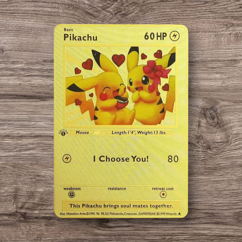 Anniversary I Choose You Pikachu Couple - Metal Pokemon Card