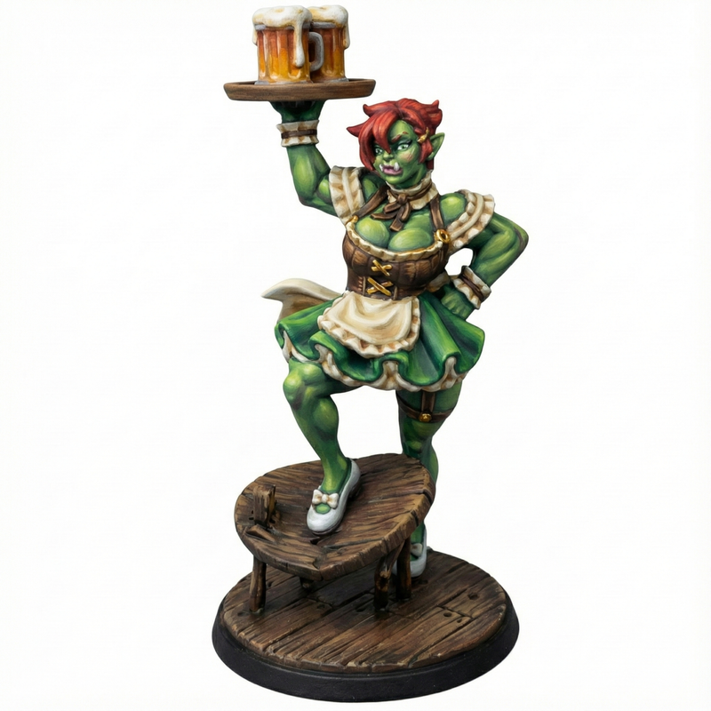 Tavern Maid Orc | Friday Night Tavern | Fantasy Miniature | Twin Goddess Miniatures