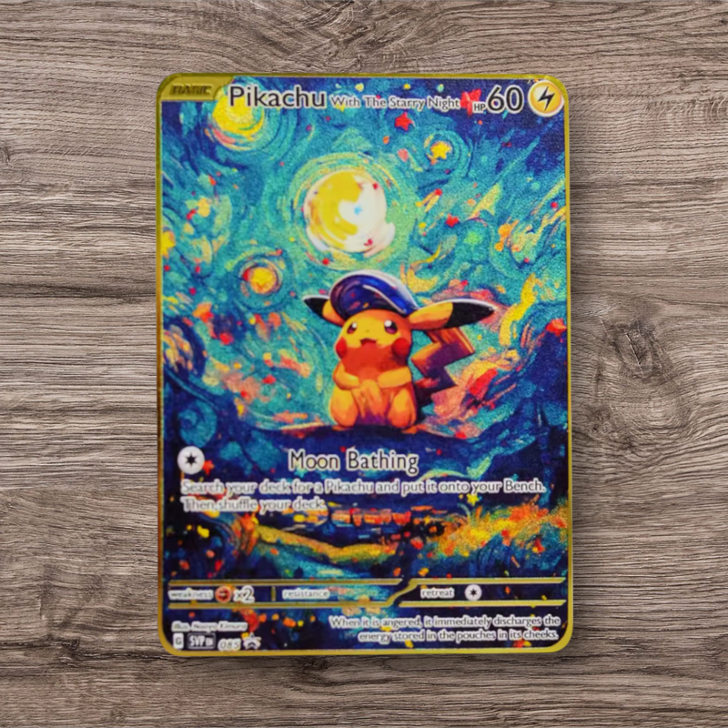 Metal Pokemon Card in Artistic Van Gogh Inspired Style