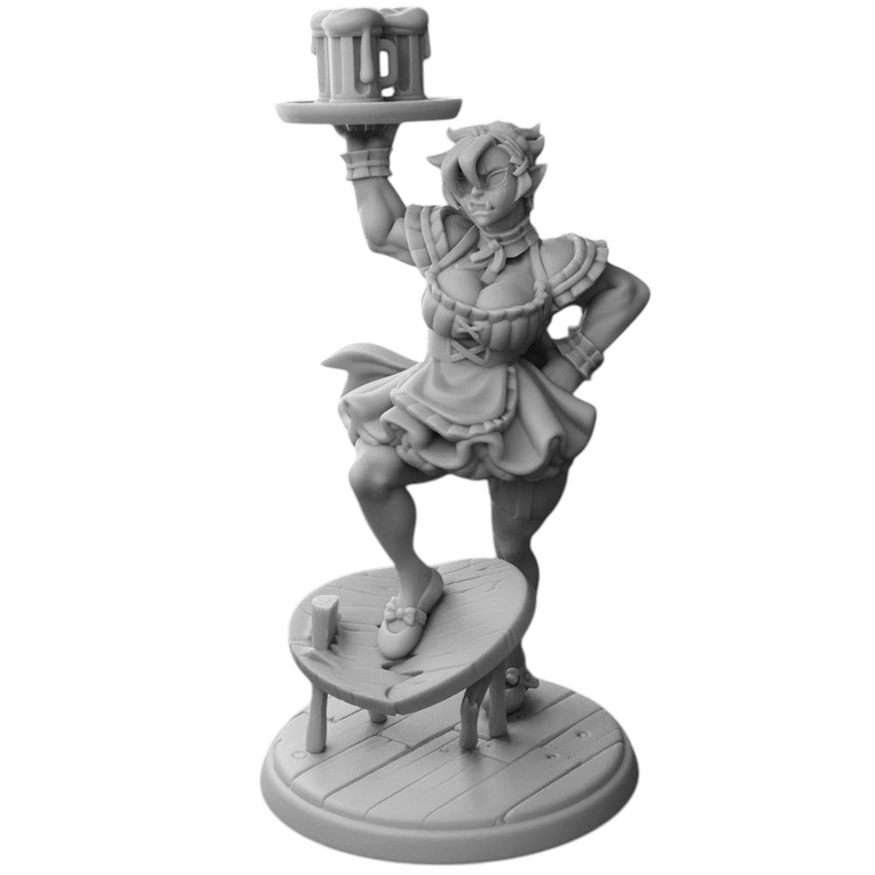 Tavern Maid Orc | Friday Night Tavern | Fantasy Miniature | Twin Goddess Miniatures
