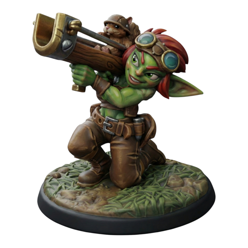 Squirrel Launcher Goblin | Fantasy Miniature | Twin Goddess Miniatures