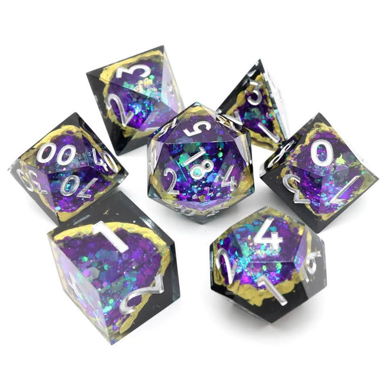 Royal Nebula | Sharp Edge Dice | Resin | 7 Piece Set