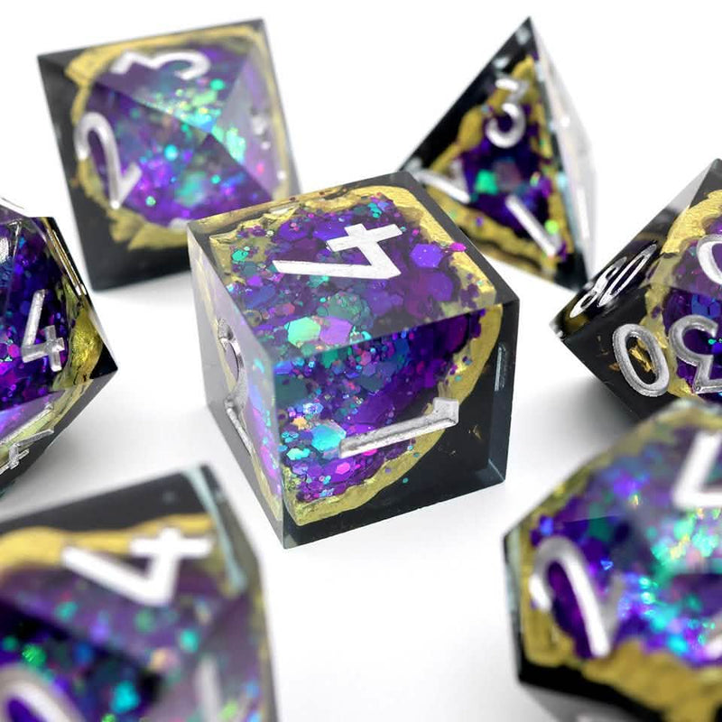Royal Nebula | Sharp Edge Dice | Resin | 7 Piece Set