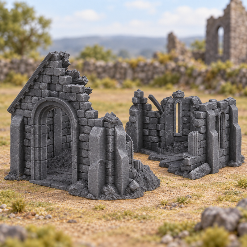 Ruined Church 28mm RPG Terrain | Tabletop Wargaming Scenery for Fantasy Skirmish & RPG | Unpainted 3D Printed