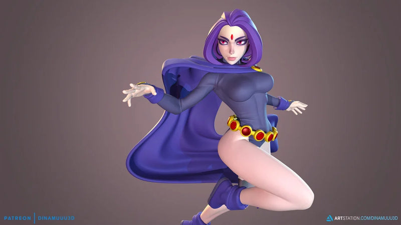 Raven Witch | Pin-Up Statue Fan Art Miniature Unpainted | Dinamuu3D