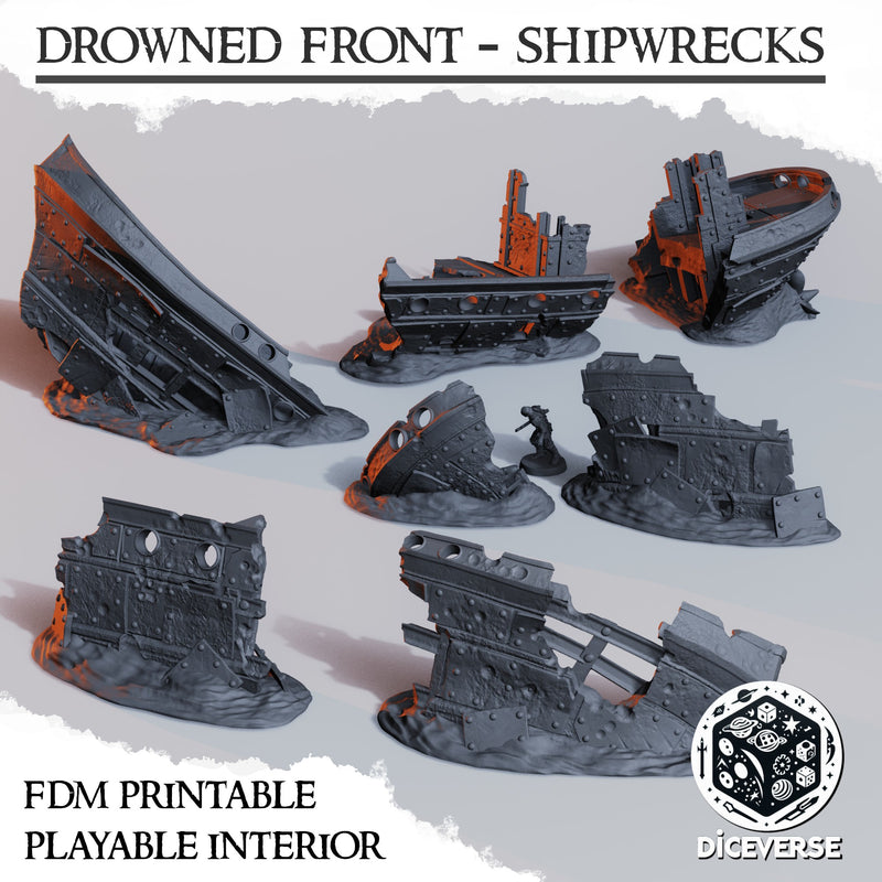 Drowned Front Shipwrecks Scenery Set | Trench Grimdark | Diceverse