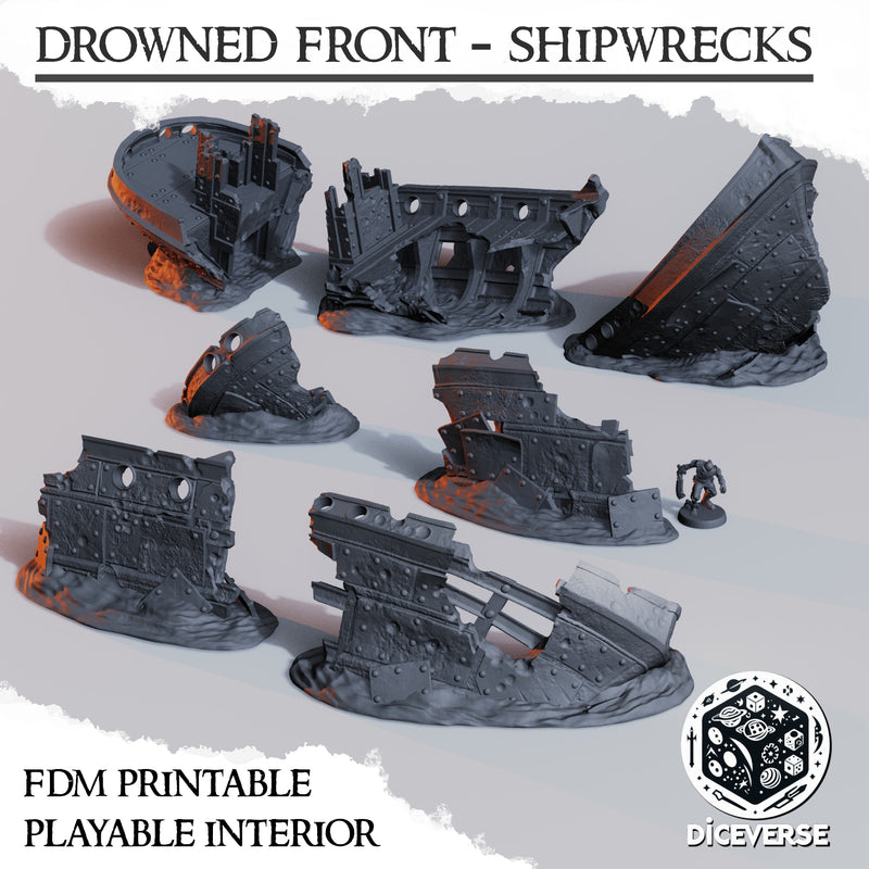 Drowned Front Shipwrecks Scenery Set | Trench Grimdark | Diceverse