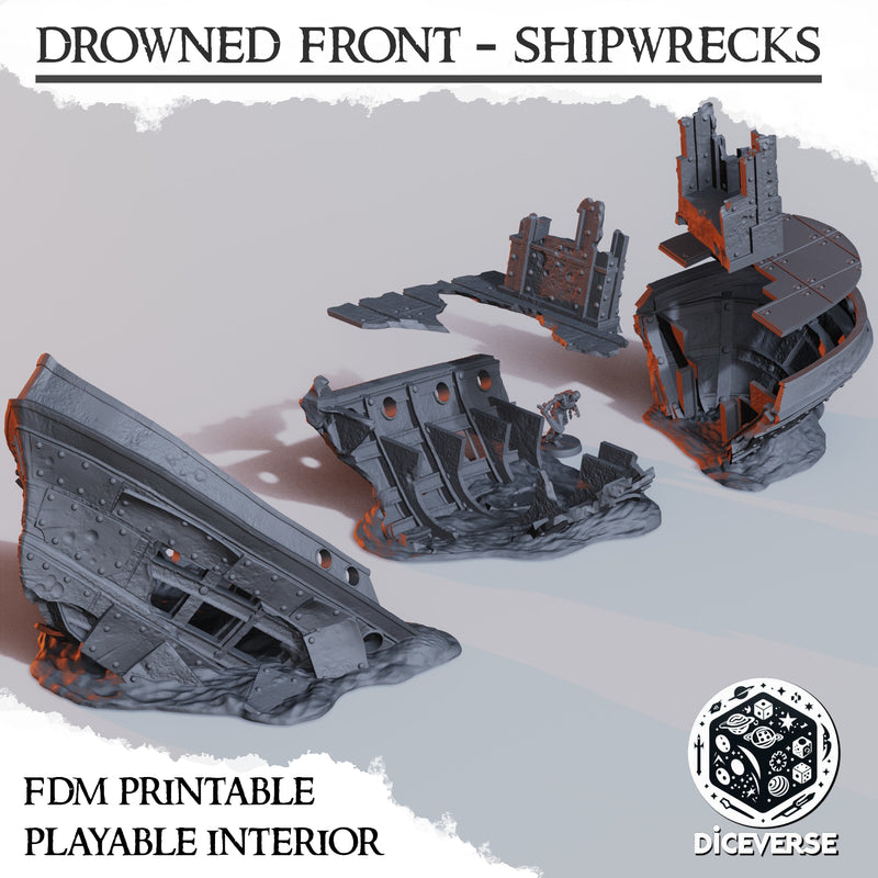 Drowned Front Shipwrecks Scenery Set | Trench Grimdark | Diceverse