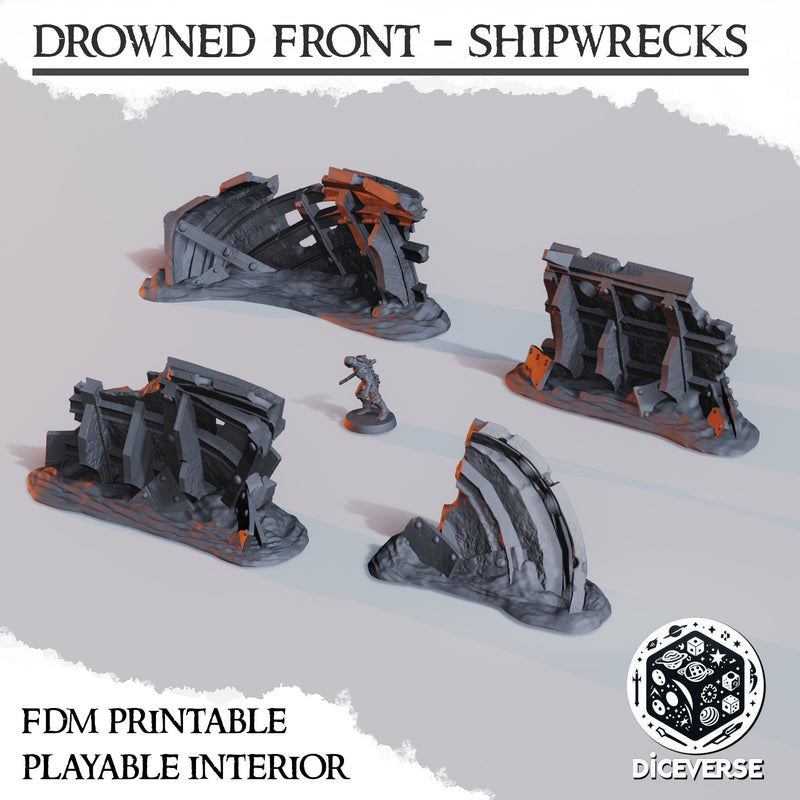 Drowned Front Shipwrecks Scenery Set | Trench Grimdark | Diceverse