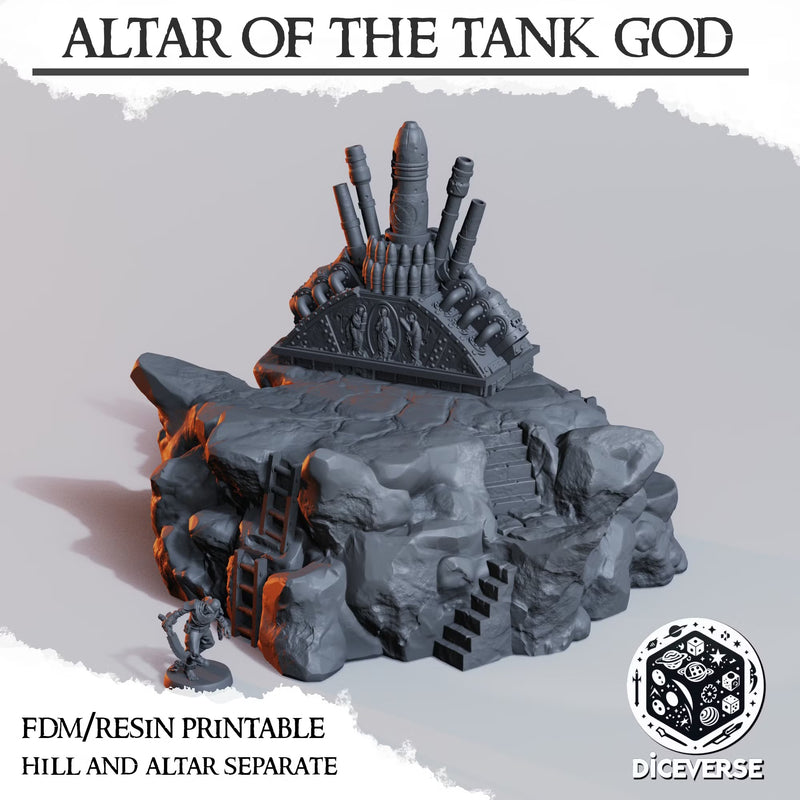 Tank God Altar | Wargaming Terrain FDM Trench Grimdark Scenery | Diceverse
