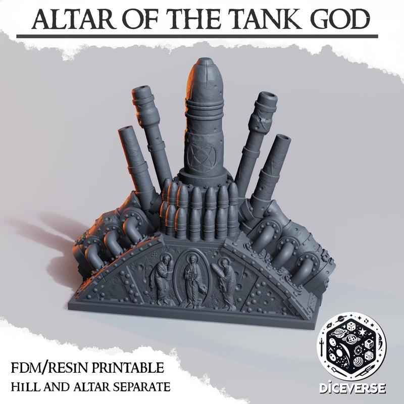 Tank God Altar | Wargaming Terrain FDM Trench Grimdark Scenery | Diceverse