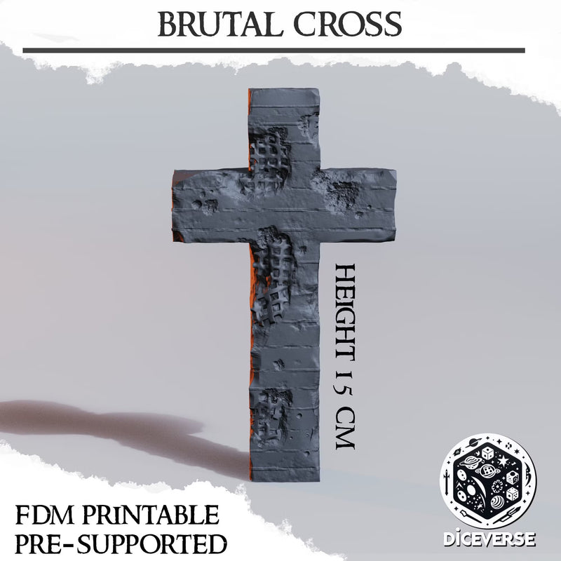 Brutal Cross | Wargaming Terrain FDM Trench Grimdark Scenery | Diceverse