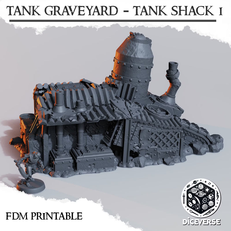 Tank Shack Graveyard | Wargaming Terrain FDM Trench Grimdark Scenery | Diceverse
