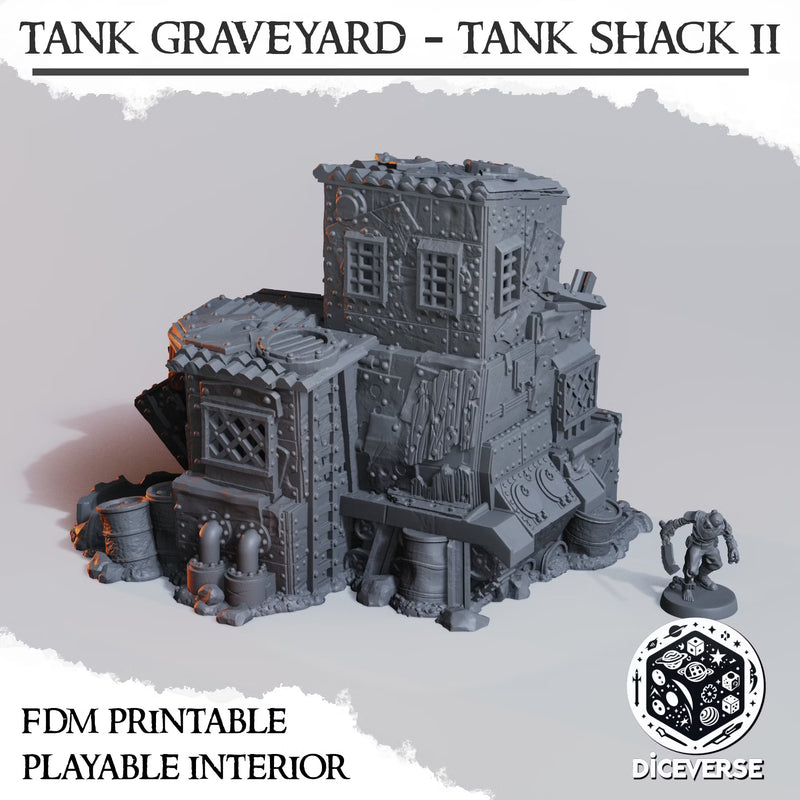 Tank Shack Graveyard 2 | Wargaming Terrain FDM Trench Grimdark Scenery | Diceverse