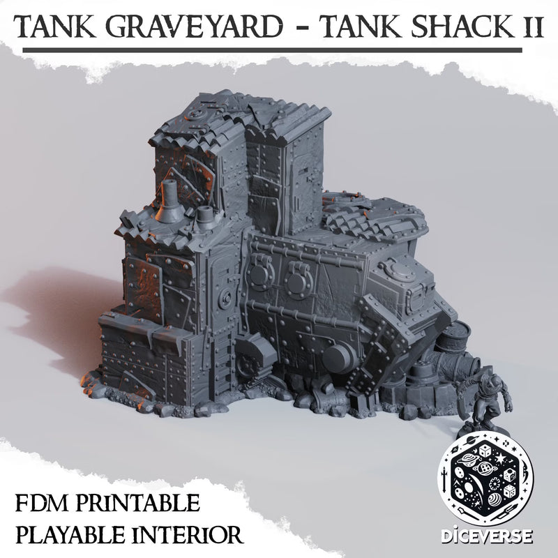 Tank Shack Graveyard 2 | Wargaming Terrain FDM Trench Grimdark Scenery | Diceverse