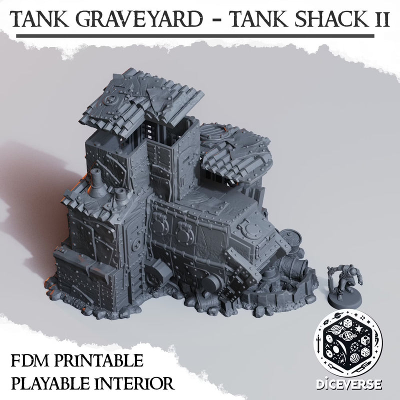 Tank Shack Graveyard 2 | Wargaming Terrain FDM Trench Grimdark Scenery | Diceverse