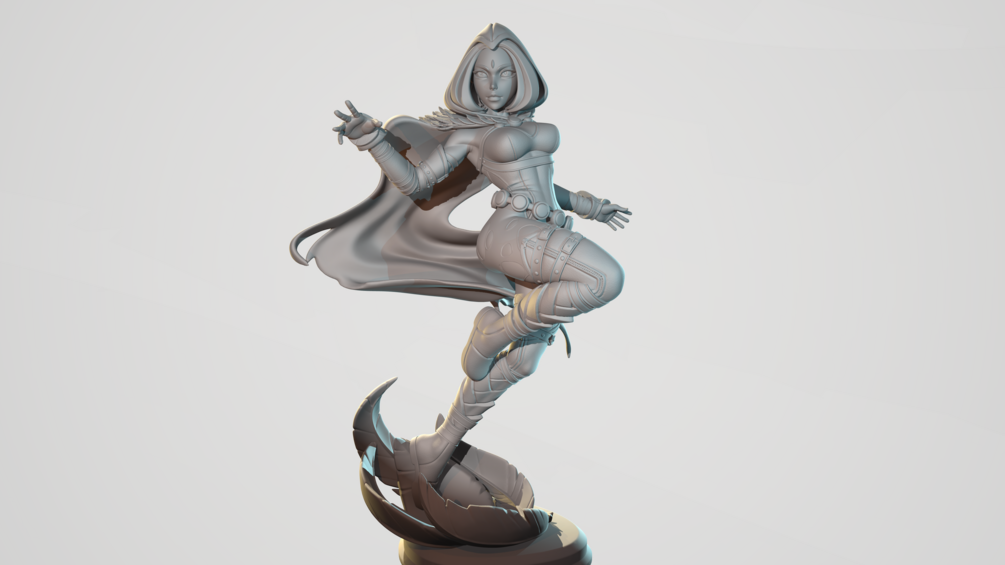 Emo Raven Witch | Pin-Up Statue Fan Art Miniature Unpainted | Dinamuu3D