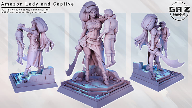 Amazonian Lady & Captive | Fantasy Pin-Up | Fantasy Miniature | Gaz Minis