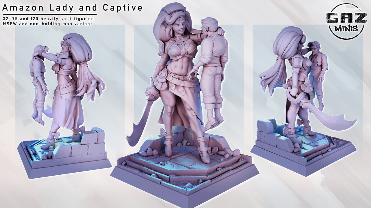 Amazon Lady & Captive | Pin-up | Fantasy Miniature | Gaz Minis