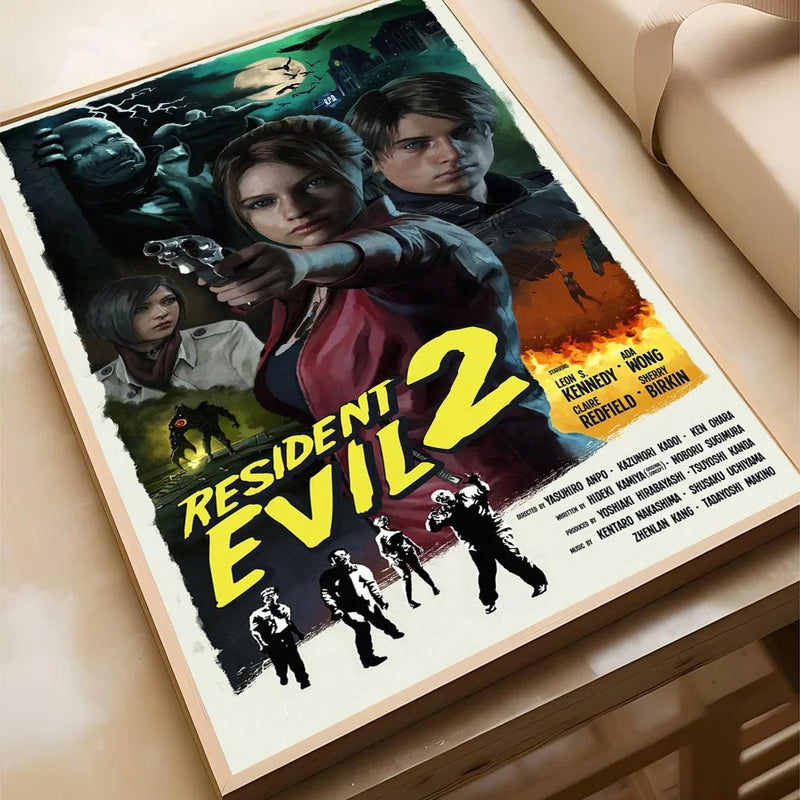 Resident Evil Vintage Movie Poster | Game Poster Canvas Wall Art | Unframed