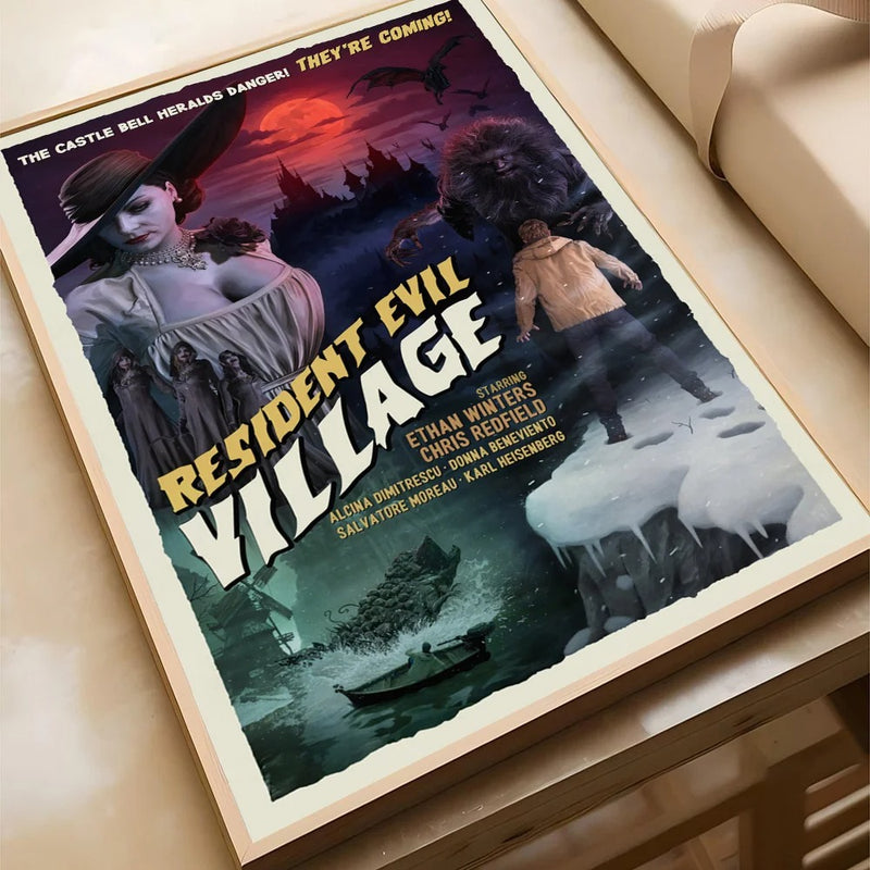 Resident Evil Vintage Movie Poster | Game Poster Canvas Wall Art | Unframed