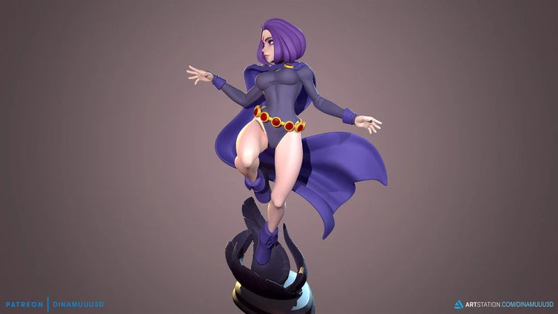 Raven Witch | Pin-Up Statue Fan Art Miniature Unpainted | Dinamuu3D